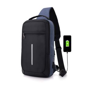 Anti-theft USB charging chest bag with you (Option: Navy Blue)