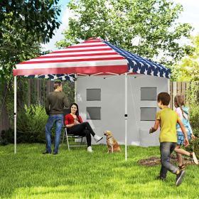 10' x 10' Pop Up Canopy Tent w/ Sidewall (Option: American Flag Print-1190x225x225 mm)