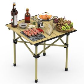 Folding Camping Table Portable Lightweight Carbon Steel Roll-up Picnic BBQ Desk with Carry Bag Heavy Duty for Outdoor Beach Backyard Party Patio Campi (Option: 51_53CM)