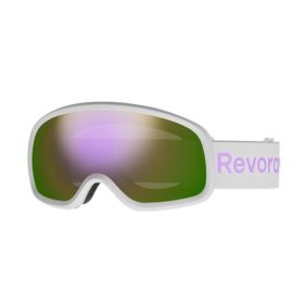 Fire N2 Ski Goggles with Italy Anti-Fog Lens, OTG, Full REVO Vacuum Coating (Color: White Strap + Dream Purple Lens)