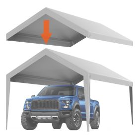 VEVOR Carport Replacement Canopy Cover 10 x 20 ft, Garage Top Tent Shelter Tarp Heavy-Duty Waterproof & UV Protected (Model Type: Top Tarpaulin with Edges, Color: Gray)