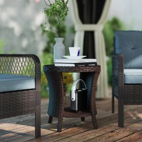 18" Outdoor Coffee Table (Option: Mixed Brown-490x500x180 mm)